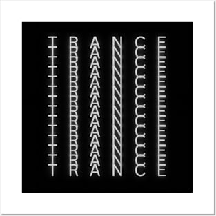 Trance Music Inspired T-Shirt - Repeating Word Art, Stylish Concert Attire, Ideal Gift for Electronic Music Enthusiasts Posters and Art
